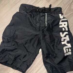 Surf Style Black Kids Swim Trunks